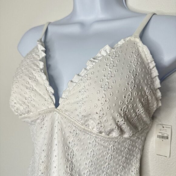 Old Navy One Piece Swimsuit Size S White Eyelet Embroidered Ruffle - Picture 3 of 5